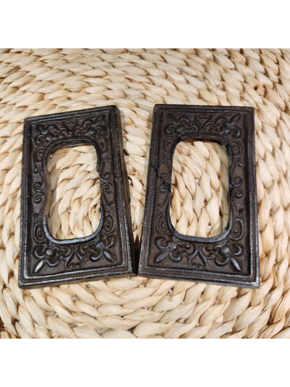 Antique-Style Cast Iron Decorative Keyhole Covers Rectangular 5" X 2.5" Set Of 2